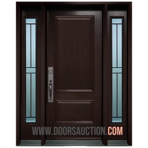 Steel Single Solid Door with 2 Sidelites Dark Brown CALIBEX Richmond Hill