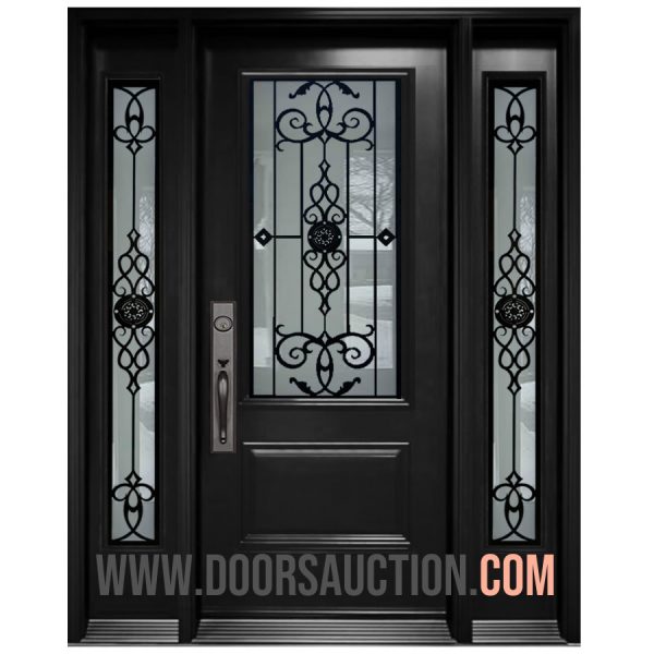 Steel Single Door - 3 quarter Panel with 2 Full Sidelites GOTICO Black Markham