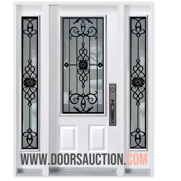 Single Steel Door - 3 quarter Panel with 2 Full Sidelites GOTICO White Oakville