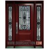 Single Steel Door - 3 quarter Panel with 2 Full Sidelites GOTICO burgundy Hamilton