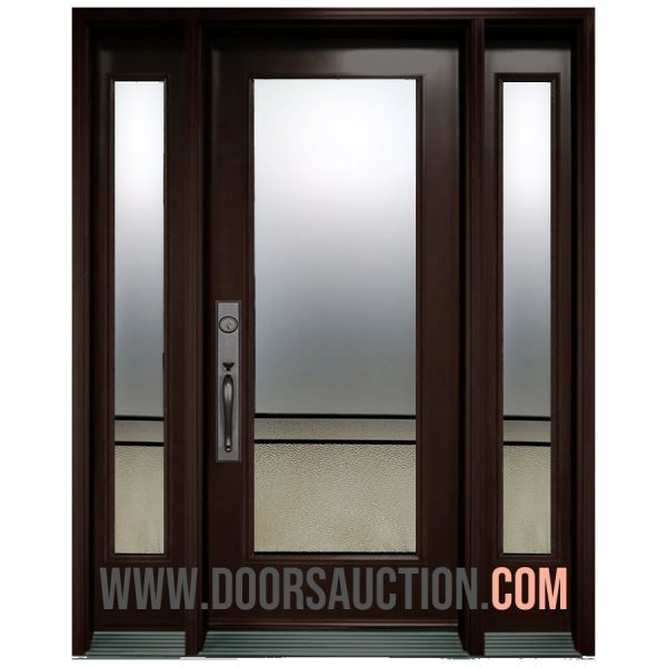 Single Steel Door - 2 Sidelite URBAN LIGHT 005 Full glass Dark Brown Milton
