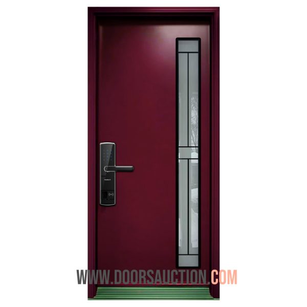 Single Steel Modern door 07x64 CALIBEX Burgundy Markham