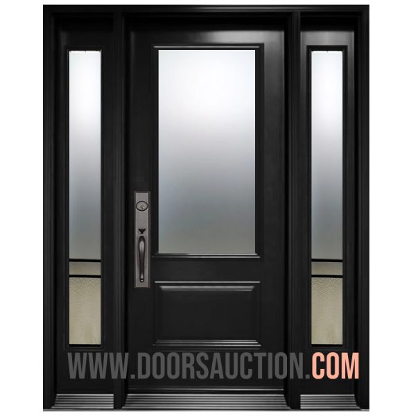 Single steel Door - 3 quarter Panel with 2 Full Sidelites URBAN LIGHT Black Richmond Hill