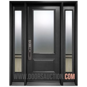 Single steel Door - 3 quarter Panel with 2 Full Sidelites URBAN LIGHT Dark Gray Markham