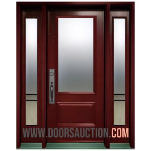 Single steel Door - 3 quarter Panel with 2 Full Sidelites URBAN LIGHT burgundy Hamilton