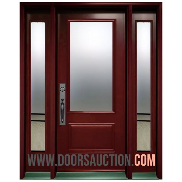 Single steel Door - 3 quarter Panel with 2 Full Sidelites URBAN LIGHT burgundy Hamilton