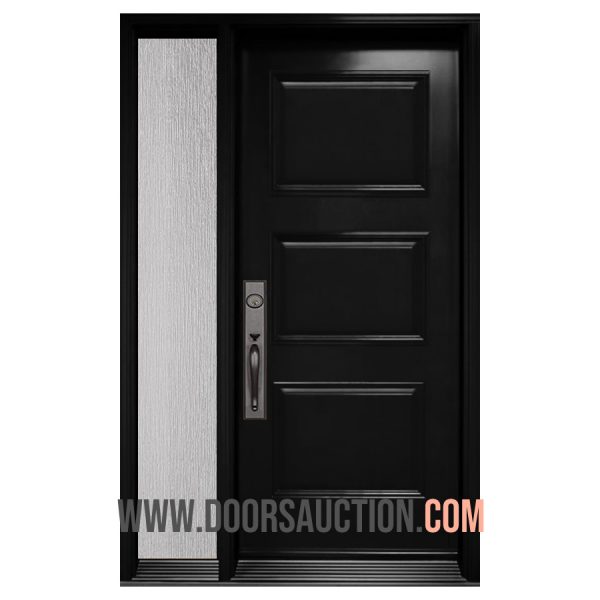 Steel 3 panels Single door with One sidelite Sydney Rain Black Milton