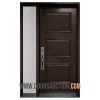 Steel 3 panels Single door with one sidelite Sydney Rain glass Dark Brown Oakville