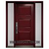 Steel 3 panels Single door with 2 sidelites Rain Glass Burgundy Oakville