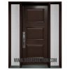 Steel 3 panels Single door with 2 sidelites Rain Glass Dark Brown Richmond Hill