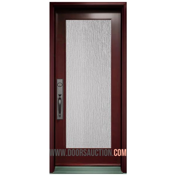 Steel Single Door Full Rain glass Burgundy Ajax