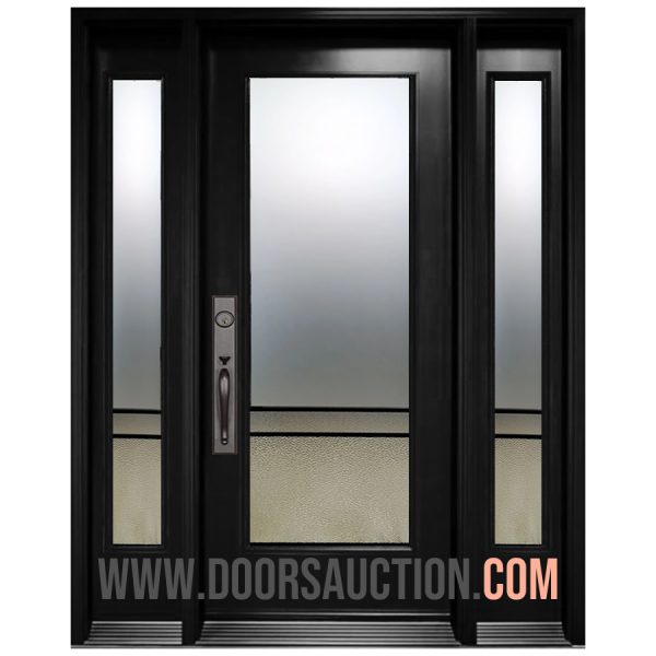 Steel Single Door with 2 Sidelites URBAN LIGHT 005 Black Hamilton