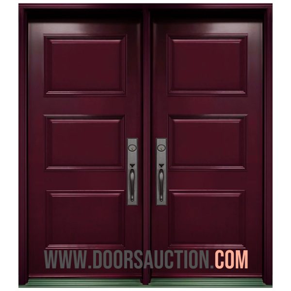 Steel Double Door - 3 Panels Burgundy Markham