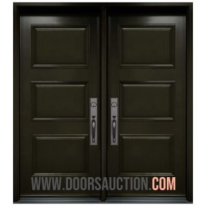 Steel Double Door - 3 Panels Dark Brown Toronto