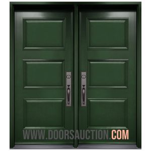 Steel Double Door - 3 Panels Dark Green Aurora