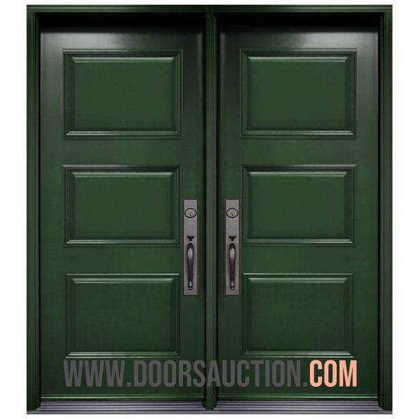 Steel Double Door - 3 Panels Dark Green Aurora