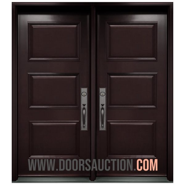 Steel Double Door - 3 Panels Brown Red Oakville