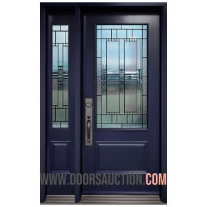Single steel Door - One Sidelite Nettilling 3 Quarter - Blue Toronto