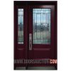 Single steel Door - One Sidelite Nettilling 3 Quarter - Burgundy Keswick