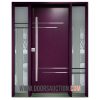 Single Modern door two sidelites Satina Burgundy Markham