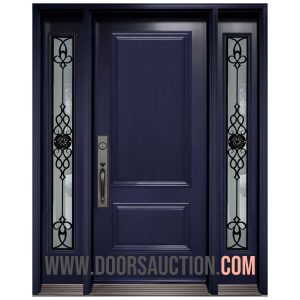 Steel Single Solid Door with 2 Sidelite GOTICO Blue Toronto