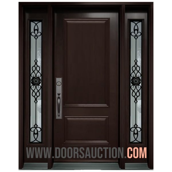 Steel Single Solid Door with 2 Sidelites GOTICO Dark Brown Keswick