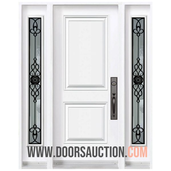 Steel Single Solid Door with 2 Sidelites GOTICO White Vaughan