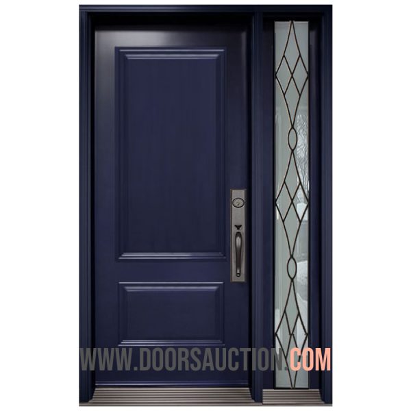 Single steel Door - One Sidelite Full Oak Ridge glass Blue Scarborough