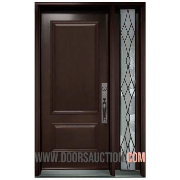 Single steel Door - One Sidelite Full Oak Ridge glass Brown Markham