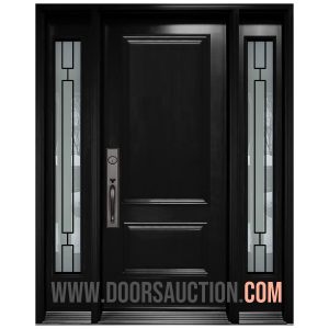 V-Zen Steel Single Solid Door with 2 Sidelite Black Toronto