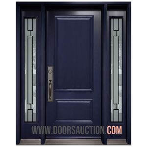 V-Zen Steel Single Solid Door with 2 Sidelite Blue Woodbridge