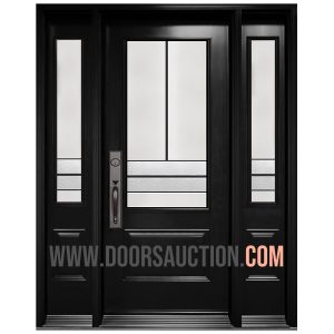 Single Steel Door 2 sidelites 3 Quarter Avenue glass Black Toronto