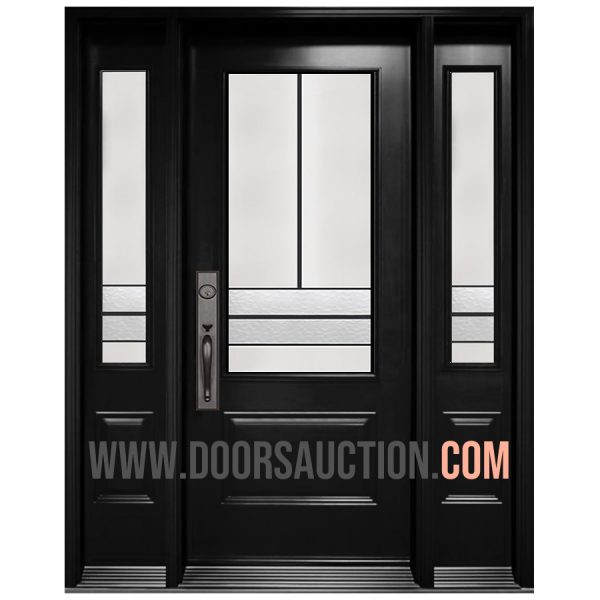 Single Steel Door 2 sidelites 3 Quarter Avenue glass Black Toronto