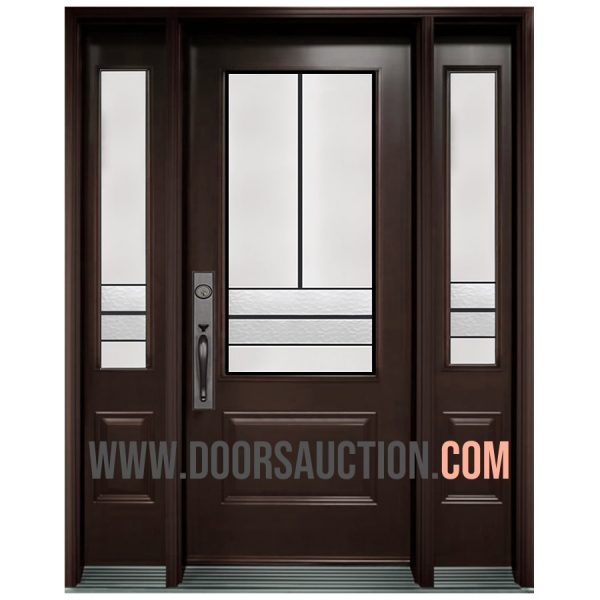 Single Steel Door 2 sidelites 3 Quarter Avenue glass Dark Brown Oakville