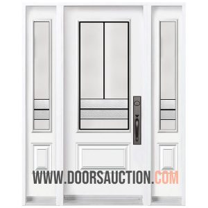 Single Steel Door 2 sidelites 3 Quarter Avenue glass White Newmarket