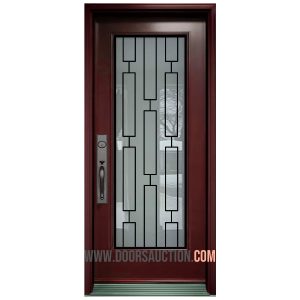 Steel Single Door Full V-Zen Burgundy Brampton