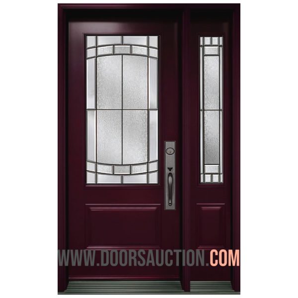 Steel Single Door One Sidelite Ashbourne 3 Quarter Burgundy Markham