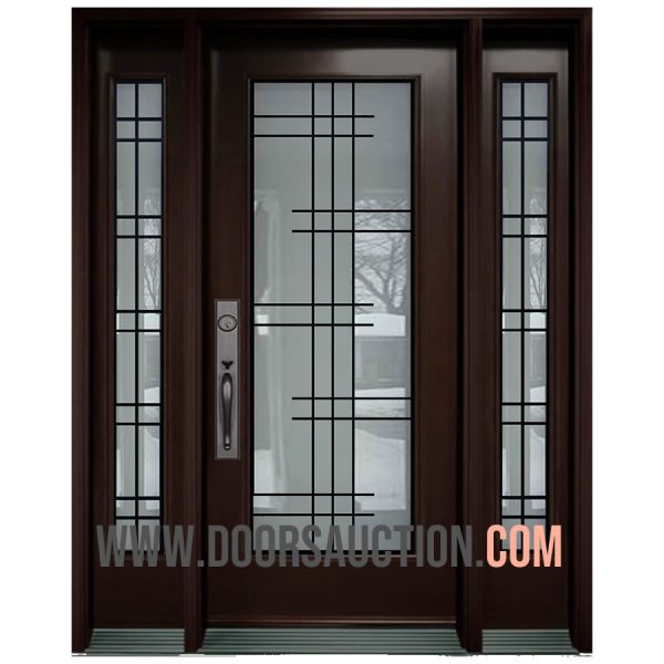 Single Steel Door 2 Sidelite Serenne Full glass Dark Brown Mississauga