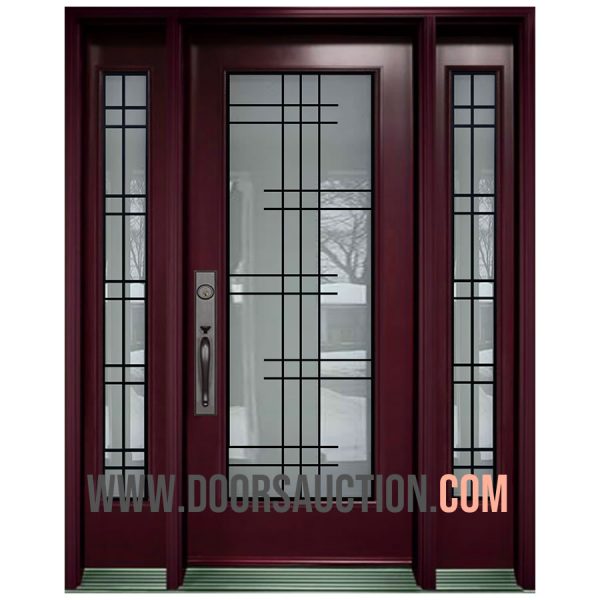 Steel Single Door with 2 Sidelite Serenne Burgundy Richmond Hill