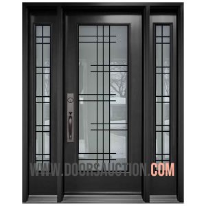 Steel Single Door with 2 Sidelite Serenne Dark Gray Brampton