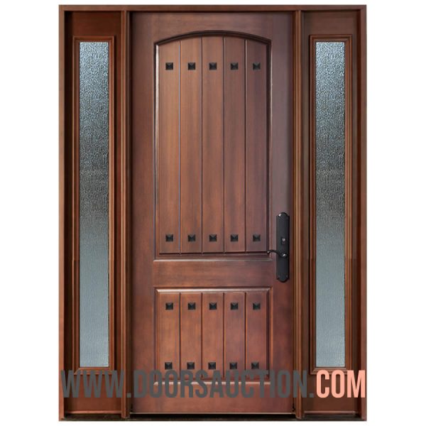 Mahogany Fiberglass door Single with two Sidelite Brown Mississauga