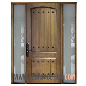 Mahogany Fiberglass door Single with two Sidelite Stained rainy Toronto