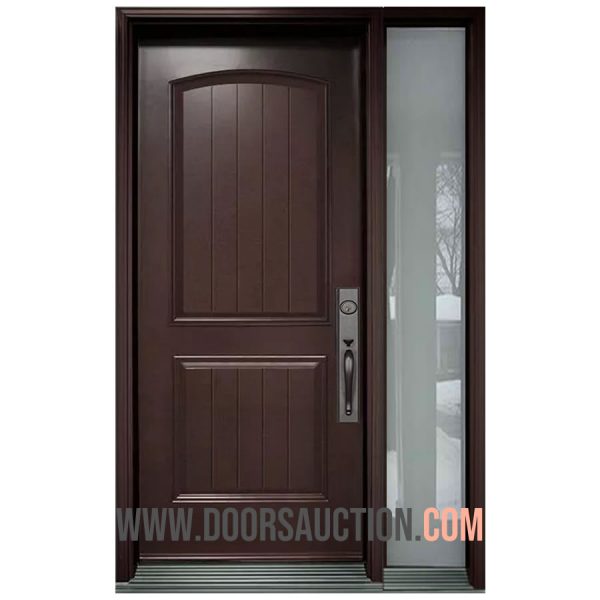 Single Door One Sidelites 2 panel Planked Camber Top Brown Vaughan