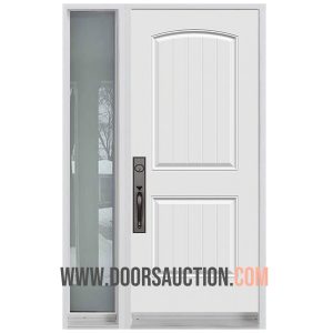 Single Door One Sidelites 2 panel Planked Camber Top White Markham