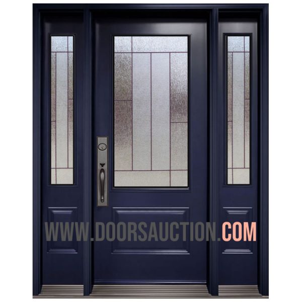 Single Steel Door 2 sidelites 3 Quarter Newcastle Blue Mississauga