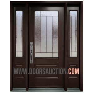 Single Steel Door 2 sidelites 3 Quarter Newcastle Dark Brown Vaughan