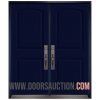 Steel Double Door with 2 Sidelites 2 panel Planked Camber Top Blue Vaughan