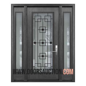 Fiberglass Single Door 2 Sidelites San Francisco Dark Gray Brampton