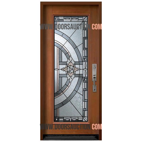 Fiberglass single Door Midland Wood stained