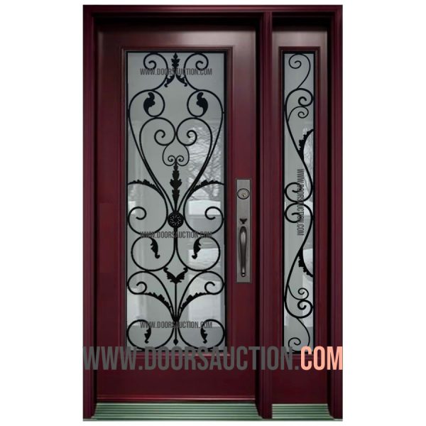 Steel Single Door One Sidelite Miliano Burgundy Markham